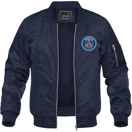 Men’s Paris Saint-Germain Soccer Lightweight Bomber Jacket Windbreaker Softshell Varsity Jacket Coat