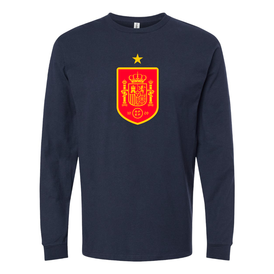 Youth Kids Spain Red Logo National Soccer Team Long Sleeve T-Shirt