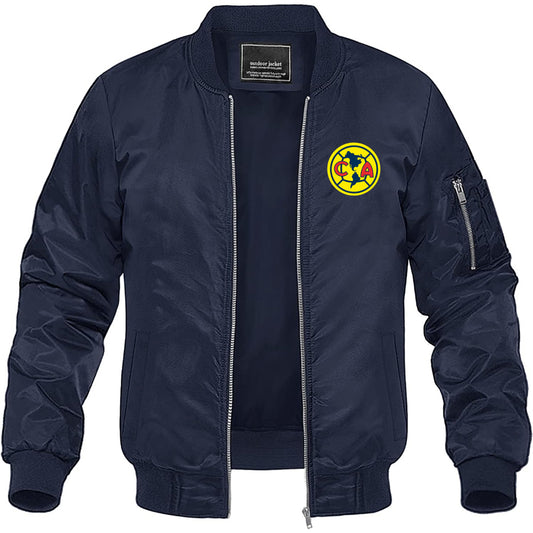 Men's Club America Football Lightweight Bomber Jacket Windbreaker Softshell Varsity Jacket Coat