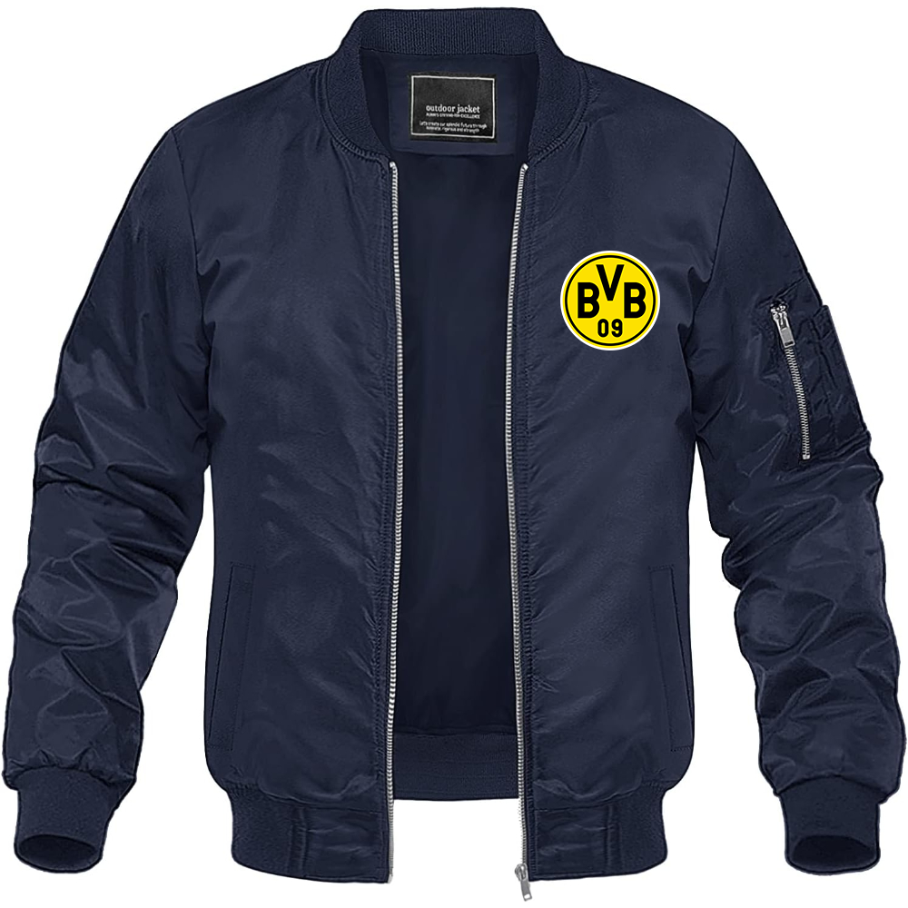 Men's Borussia Dortmund BVB FC Lightweight Bomber Jacket Windbreaker Softshell Varsity Jacket Coat