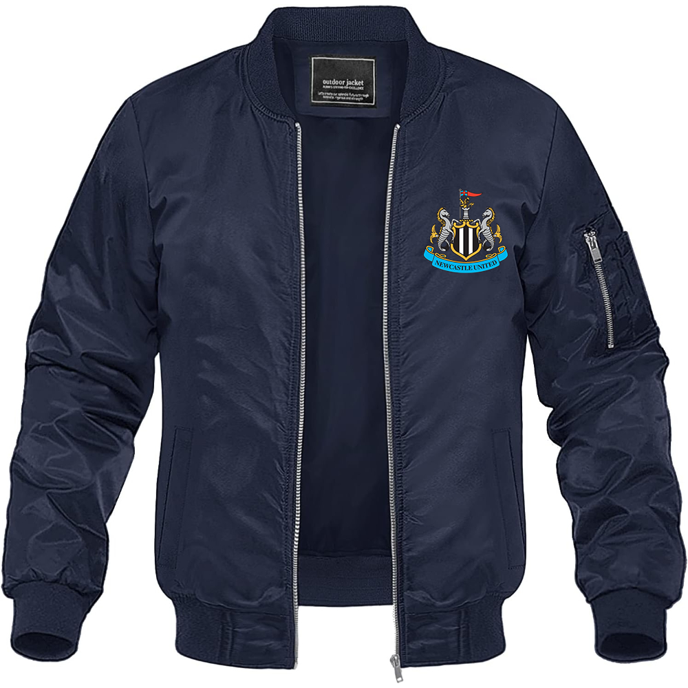 Men's Newcastle United FC Lightweight Bomber Jacket Windbreaker Softshell Varsity Jacket Coat