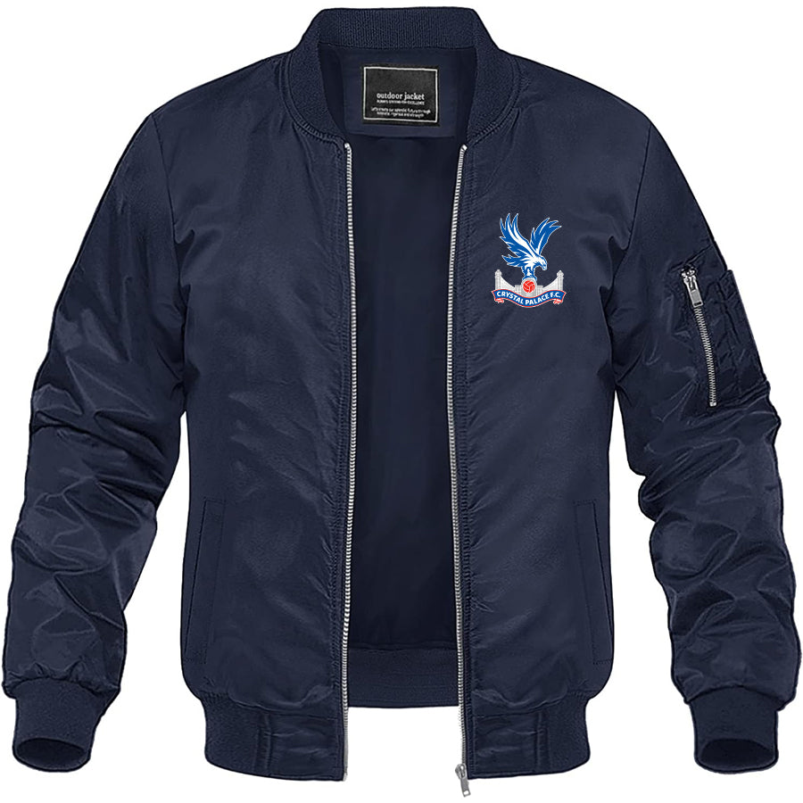 Men's Crystal Palace F.C Lightweight Bomber Jacket Windbreaker Softshell Varsity Jacket Coat