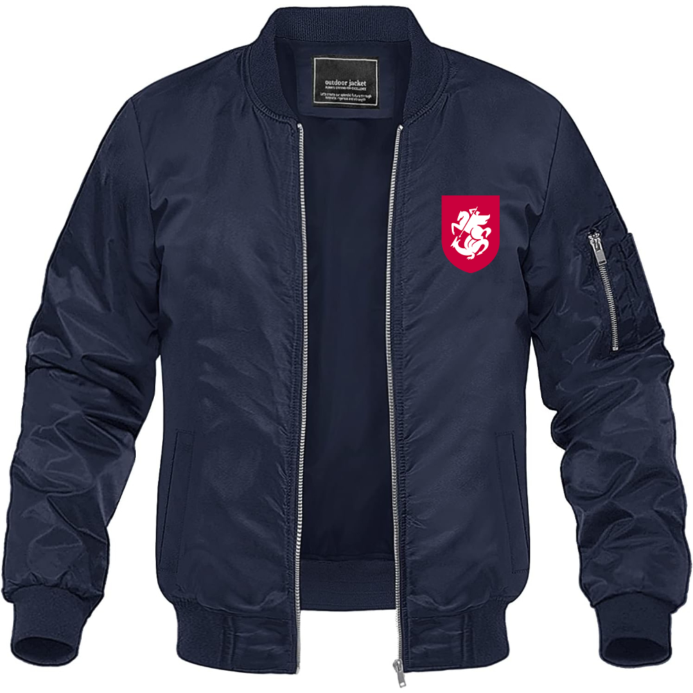 Men's Georgia National Soccer Team Lightweight Bomber Jacket Windbreaker Softshell Varsity Jacket Coat