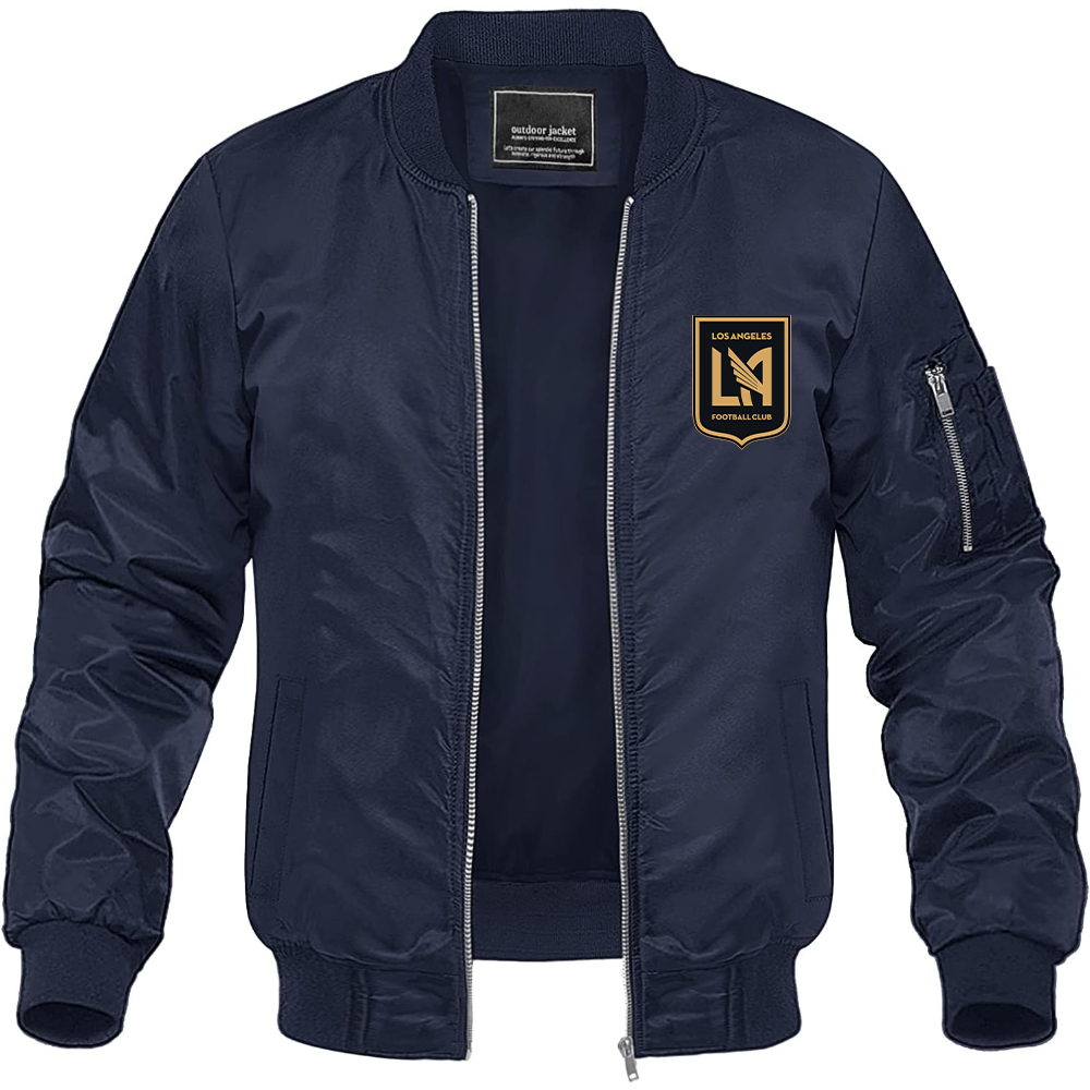 Men's LAFC Los Angeles Football Club Lightweight Bomber Jacket Windbreaker Softshell Varsity Jacket Coat