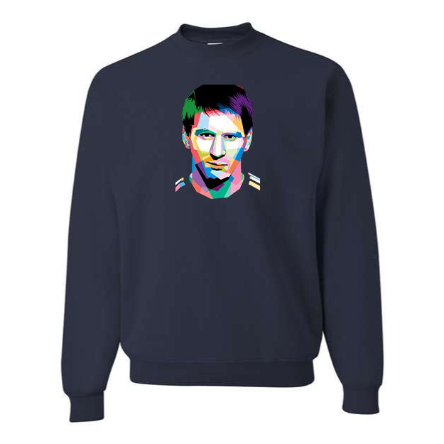 Men's Lionel Messi Face Art Soccer Crewneck Sweatshirt