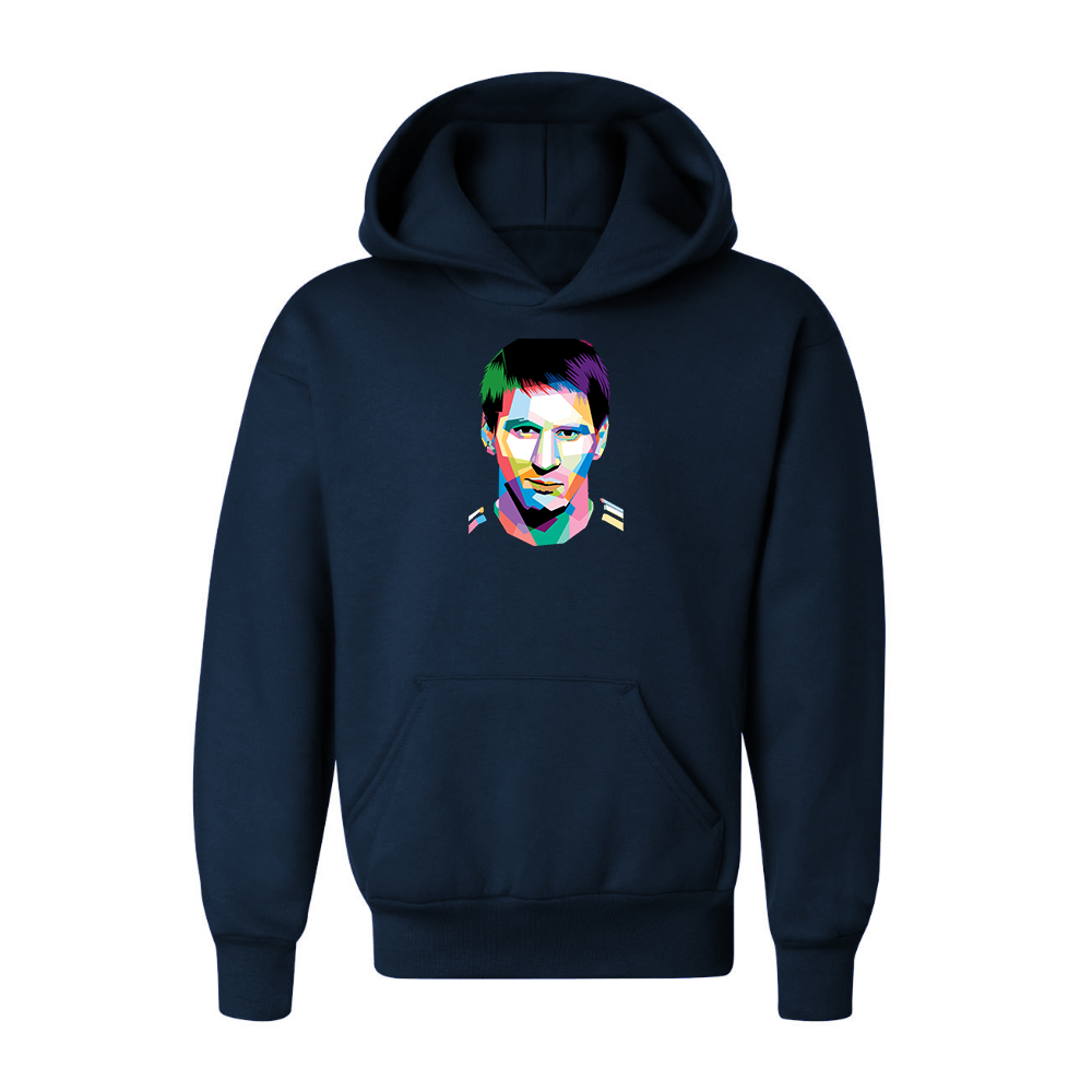 Youth Kids Lionel Messi Face Art Soccer Pullover Hoodie