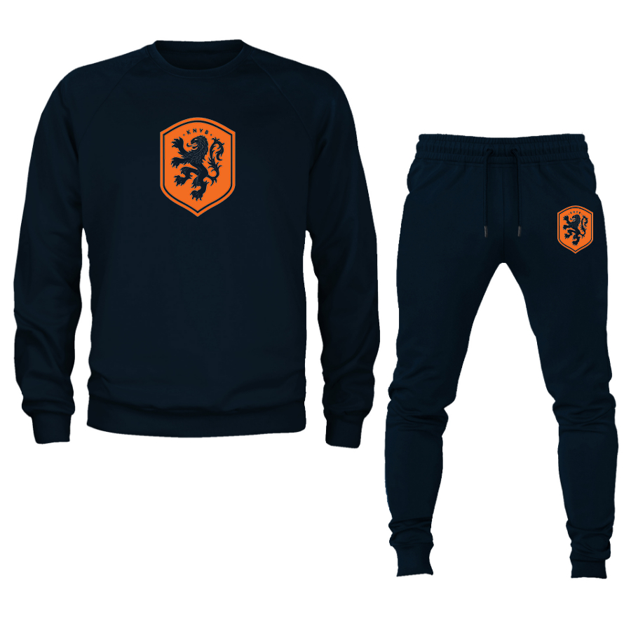 Men's Netherlands National Soccer Team Crewneck Sweatshirt Joggers Suit