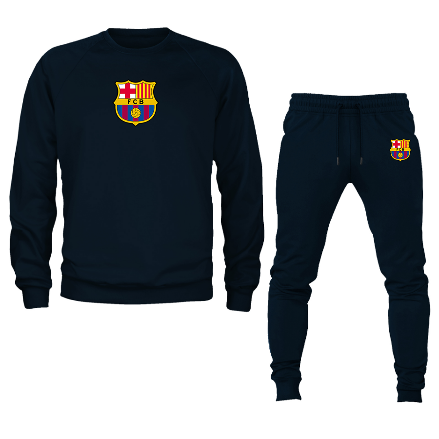 Men's F.C. Barcelona Soccer Logo Crewneck Sweatshirt Joggers Suit