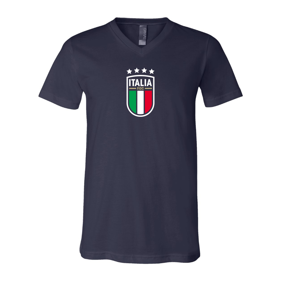 Men’s Italy National Soccer Team  - BELLA + CANVAS - Jersey V-Neck Tee - 3005