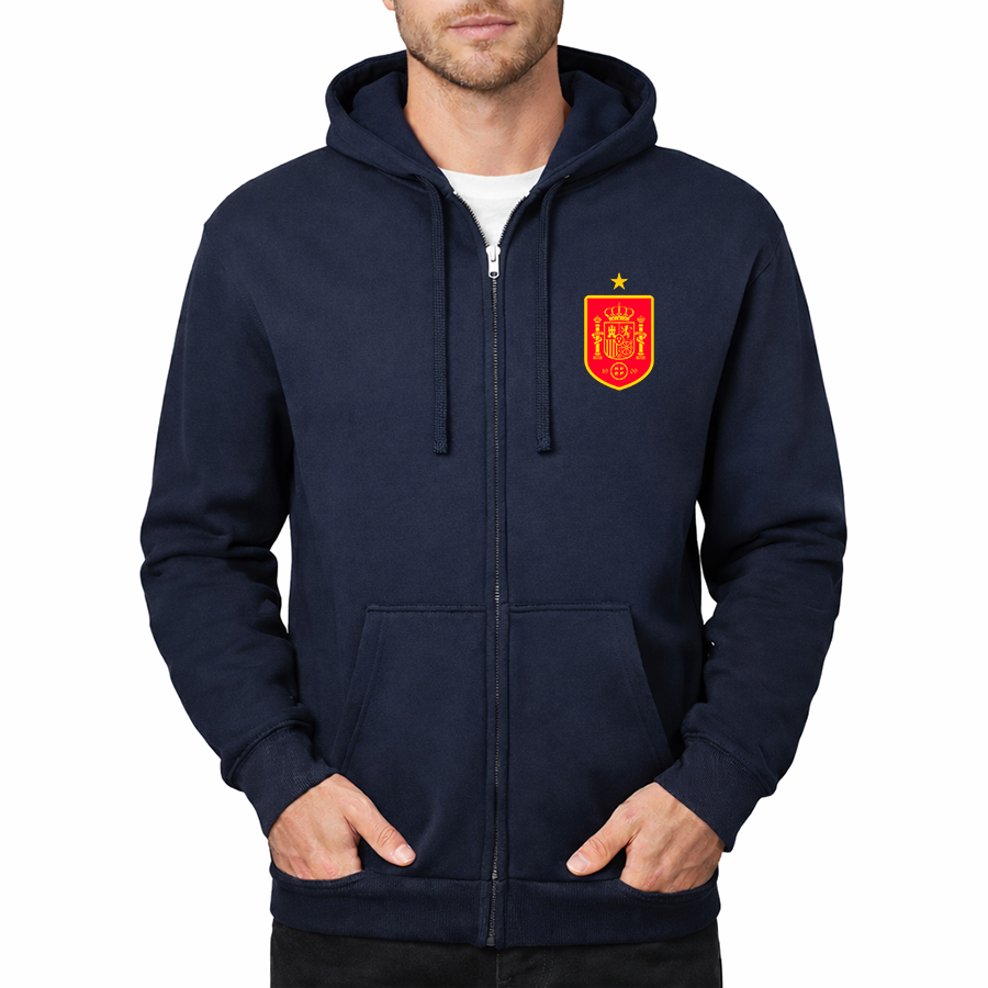 Men's Spain Red Logo National Soccer Team Zipper Hoodie