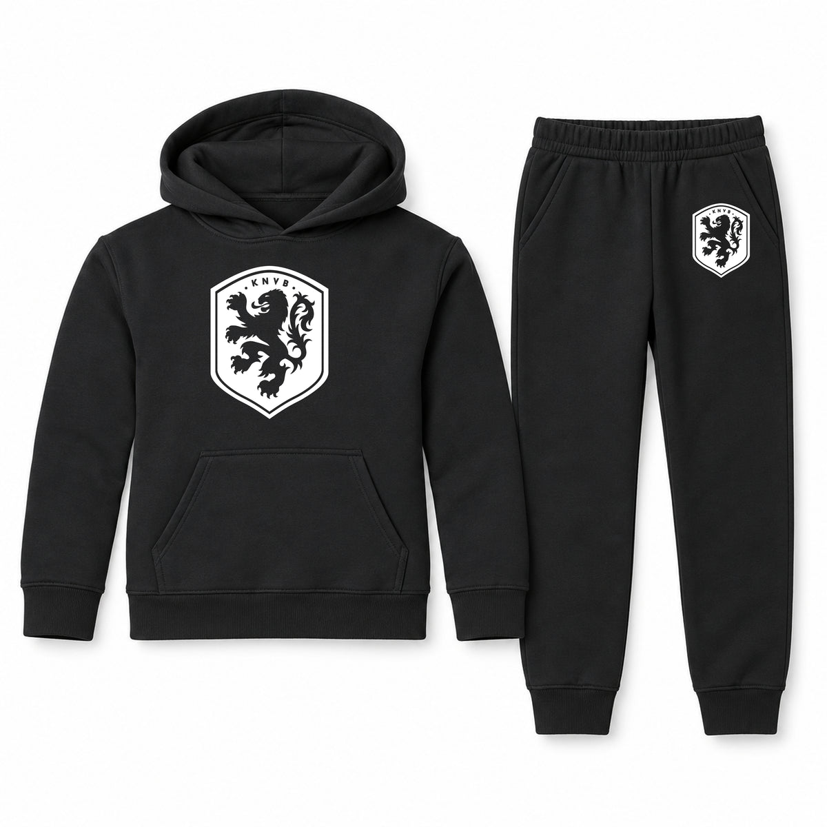 Netherlands National Soccer Team youth hoodie jogger set, Black, Youth Large ages 10–12
