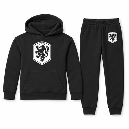 Netherlands National Soccer Team youth hoodie jogger set, Black, Youth Large ages 10–12