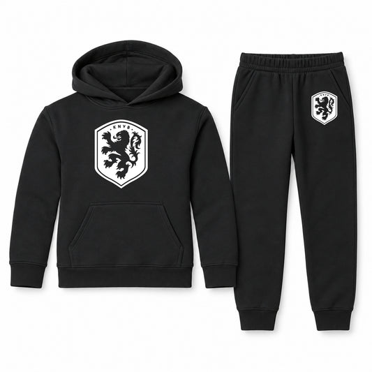 Netherlands National Soccer Team youth hoodie jogger set, Black, Youth Large ages 10–12