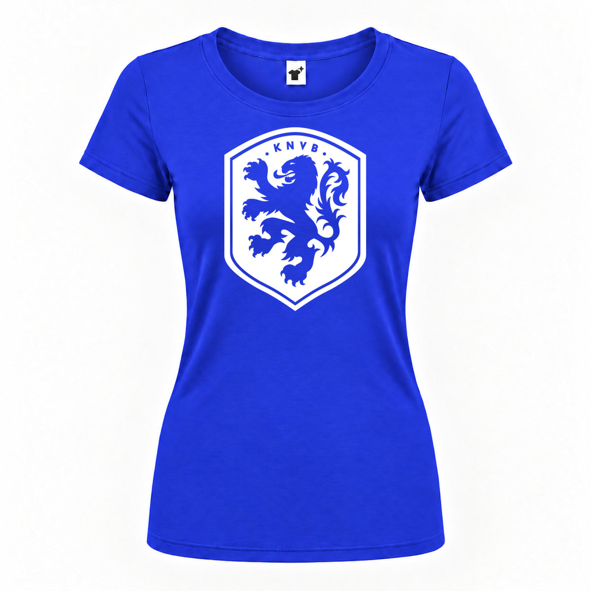 Women's Netherlands National Soccer Team Round Neck T-Shirt — Royal Blue — original logo on current Drive garment