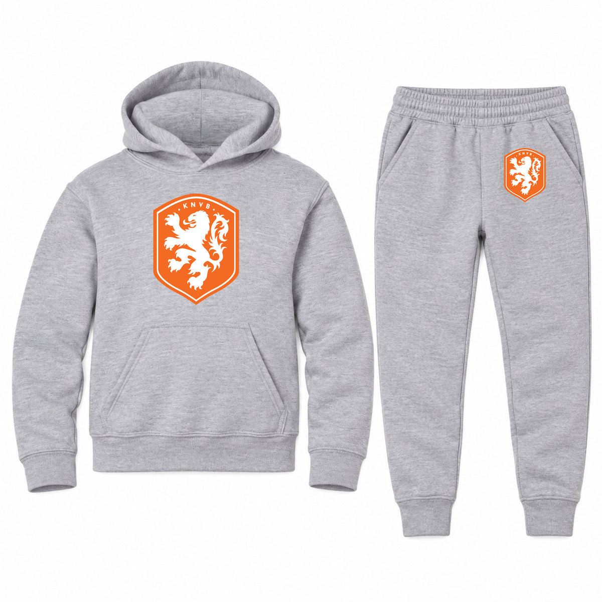 Netherlands National Soccer Team youth hoodie jogger set, Sports Grey, Youth Large ages 10–12
