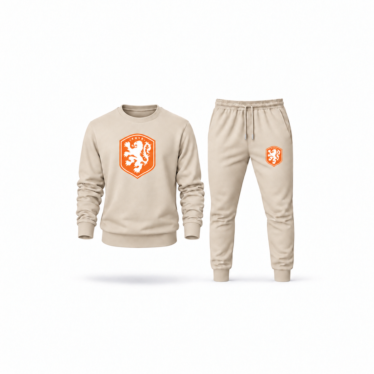 Men's Netherlands National Soccer Team Sweatshirt Joggers Set | Color: Tan | Main