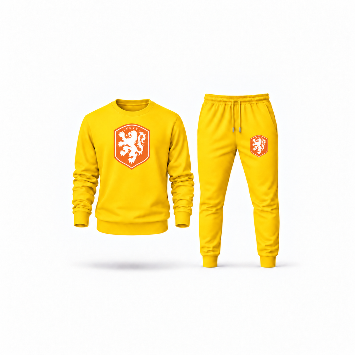 Men's Netherlands National Soccer Team Sweatshirt Joggers Set | Color: Yellow | Main