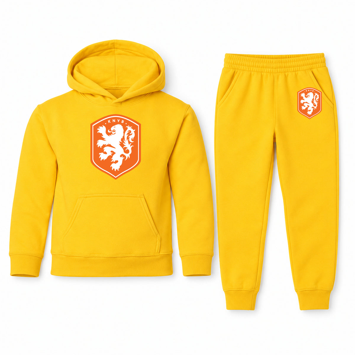 Netherlands National Soccer Team youth hoodie jogger set, Yellow, Youth Large ages 10–12