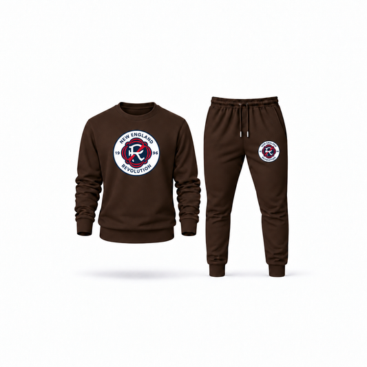 Men's New England Revolution FC Sweatshirt Joggers Set | Color: Brown | Main