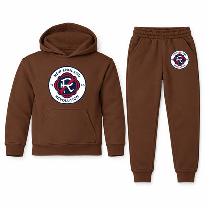 New England Revolution FC youth hoodie jogger set, Brown, Youth Large ages 10–12