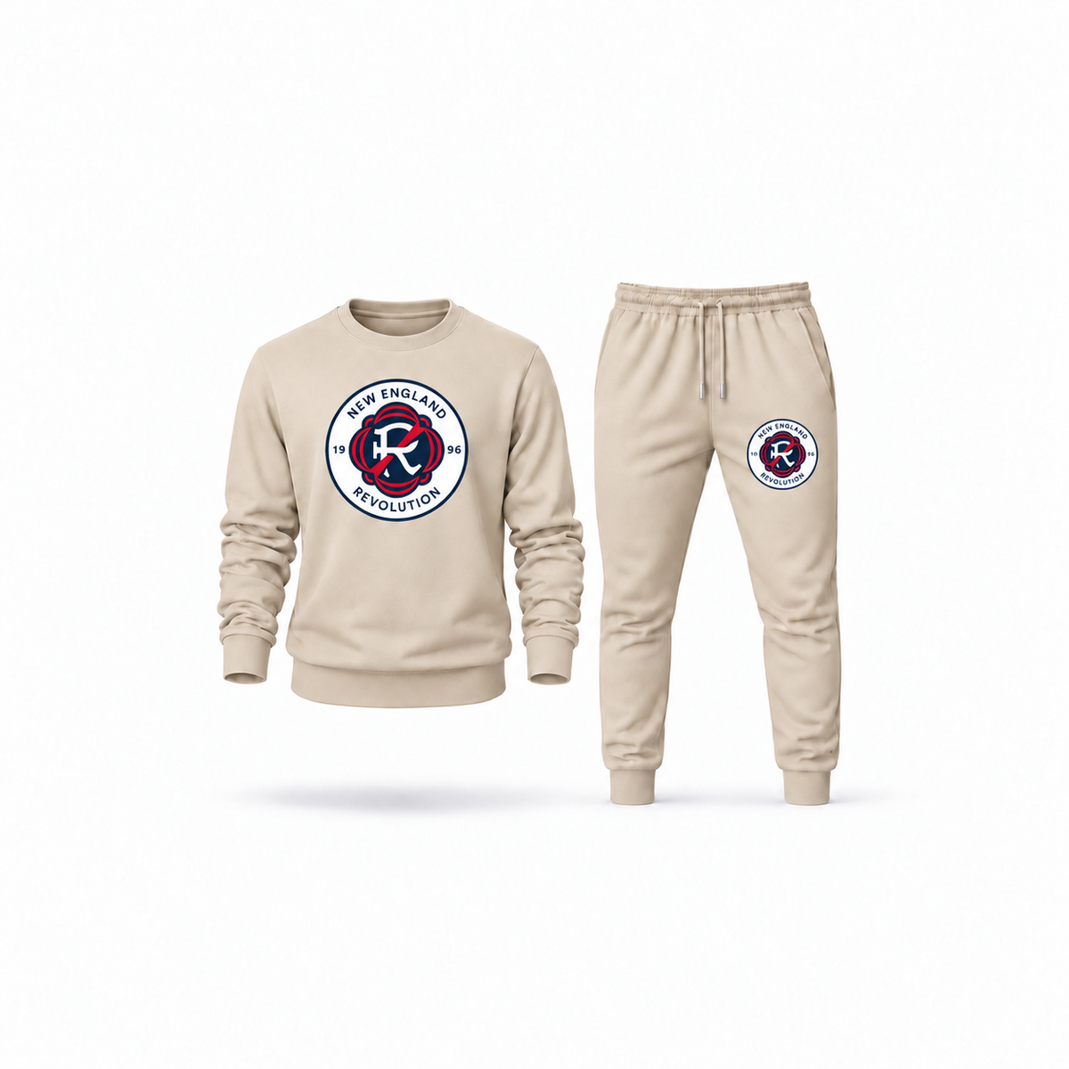 Men's New England Revolution FC Sweatshirt Joggers Set | Color: Tan | Main