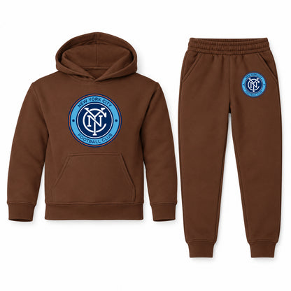 New York City FC youth hoodie jogger set, Brown, Youth Large ages 10–12