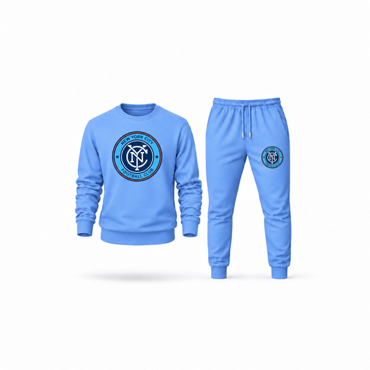 Men's New York City FC Sweatshirt Joggers Set | Color: Carolina Blue | Main