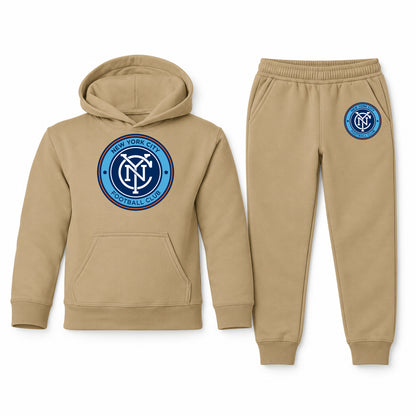 New York City FC youth hoodie jogger set, Khaki, Youth Large ages 10–12