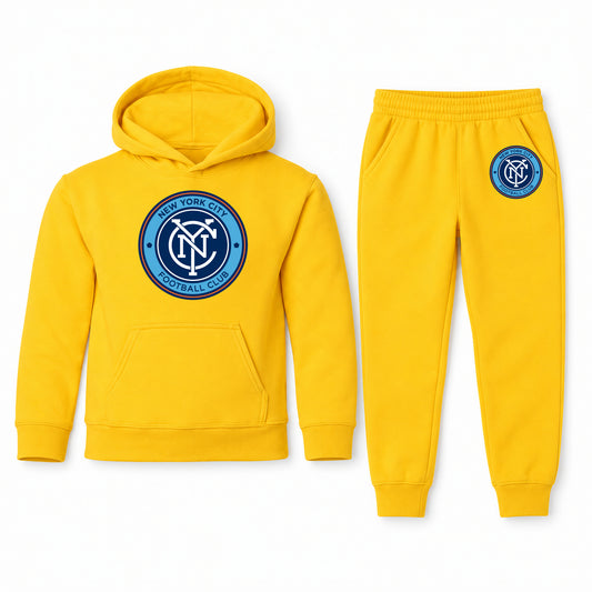 New York City FC youth hoodie jogger set, Yellow, Youth Large ages 10–12