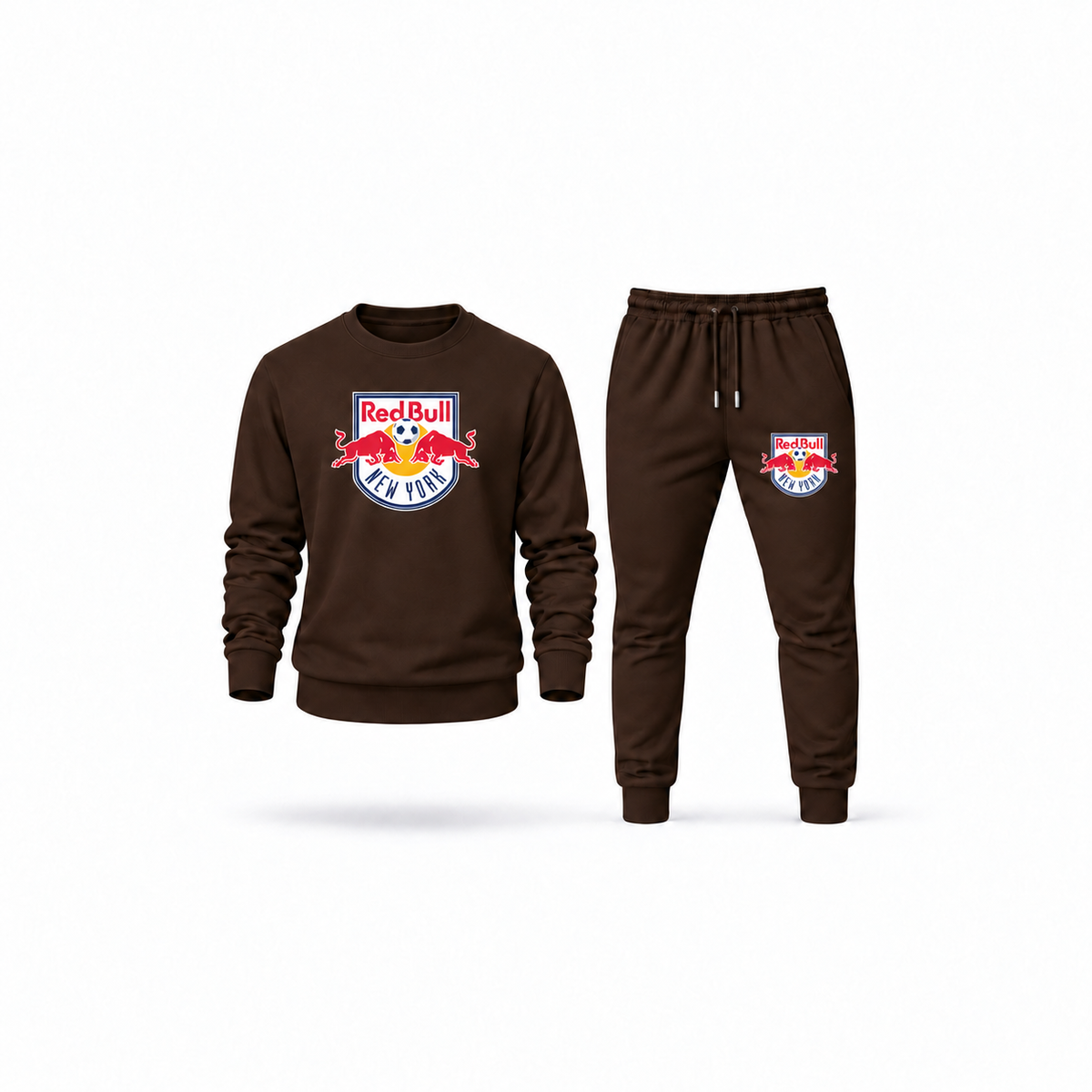 Men's New York Red Bulls FC Sweatshirt Joggers Set | Color: Brown | Main