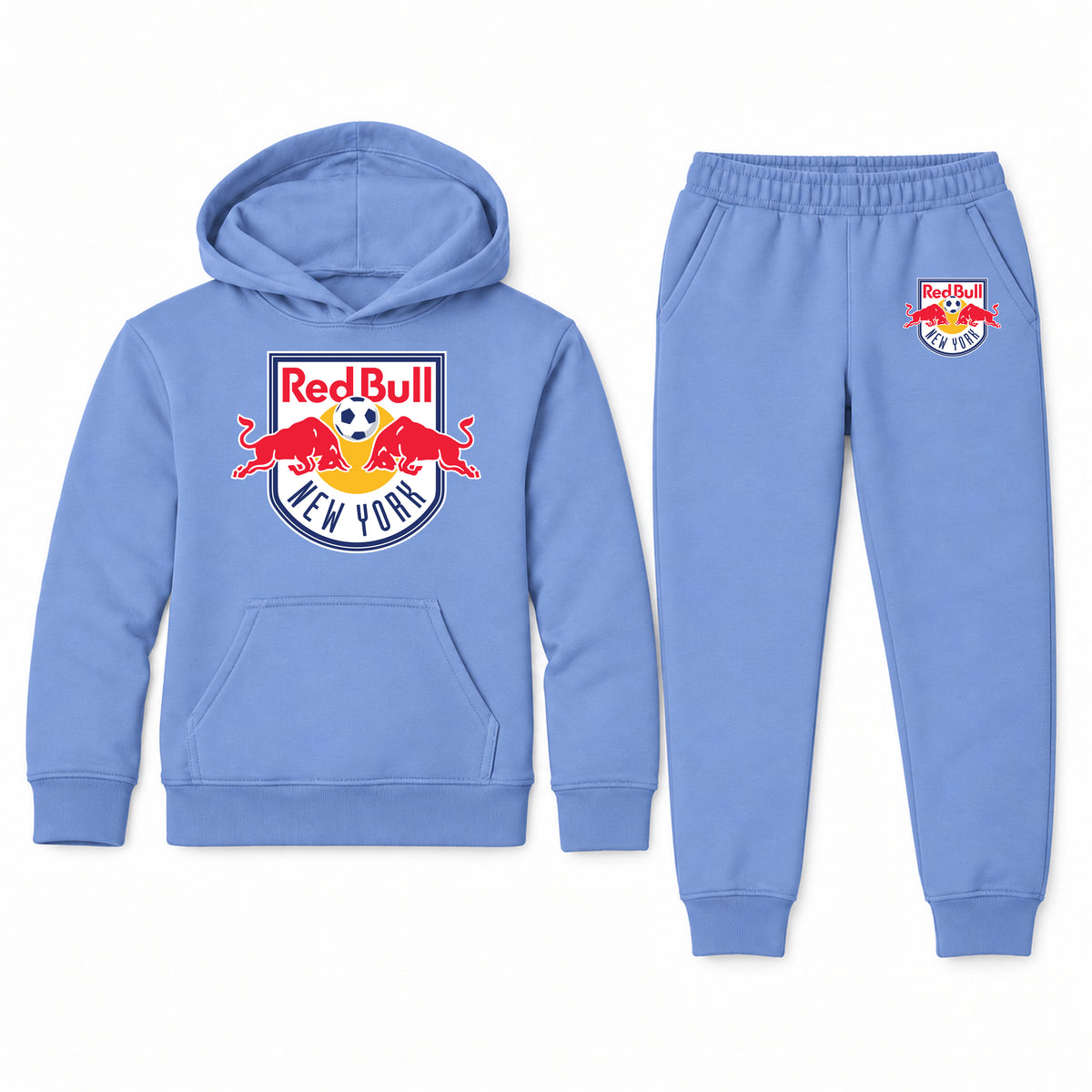 New York Red Bulls FC youth hoodie jogger set, Carolina Blue, Youth Large ages 10–12