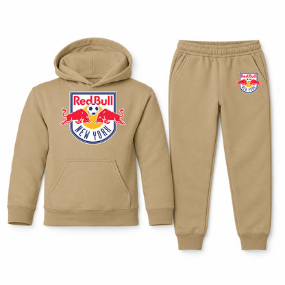 New York Red Bulls FC youth hoodie jogger set, Khaki, Youth Large ages 10–12