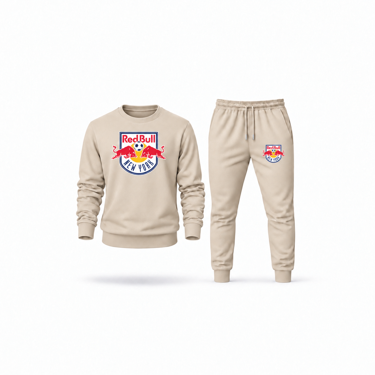 Men's New York Red Bulls FC Sweatshirt Joggers Set | Color: Tan | Main