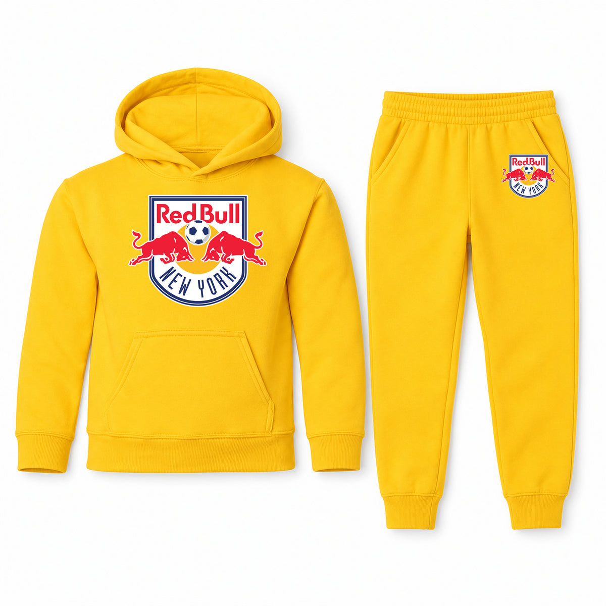 New York Red Bulls FC youth hoodie jogger set, Yellow, Youth Large ages 10–12