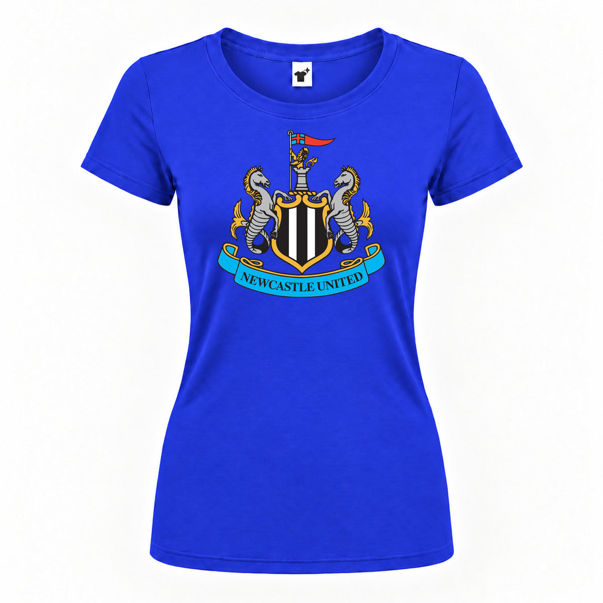 Women's Newcastle United FC Round Neck T-Shirt — Royal Blue — original logo on current Drive garment