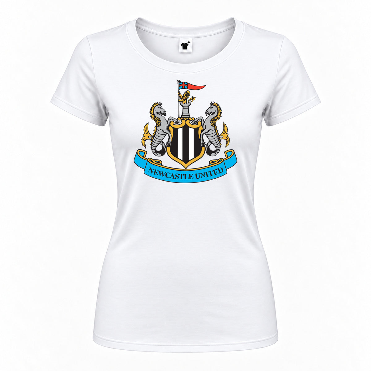 Women's Newcastle United FC Round Neck T-Shirt — White — original logo on current Drive garment