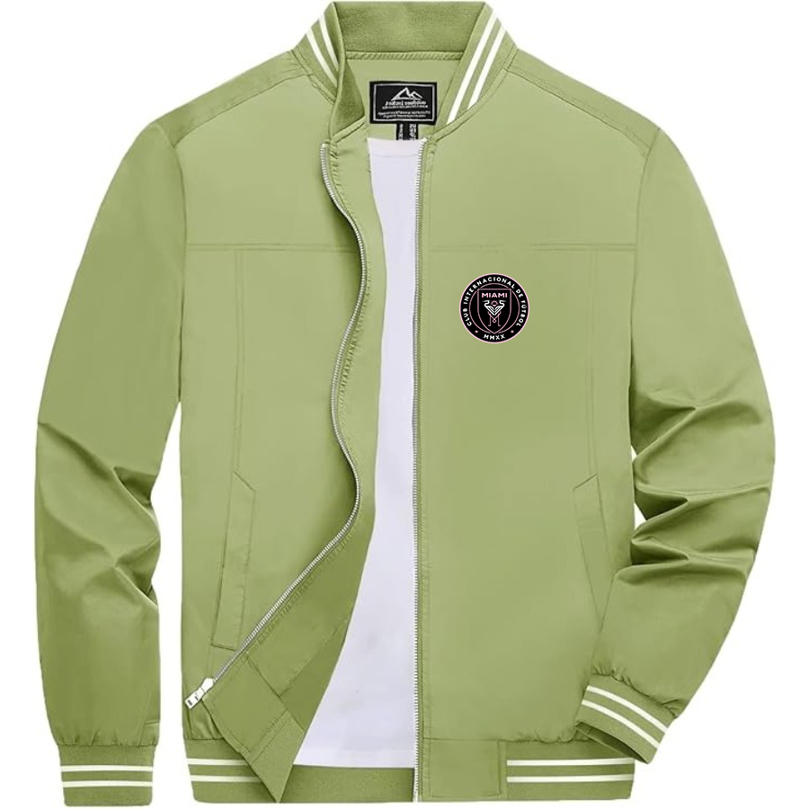 Men’s Inter Miami FC  - Lightweight Zip-Up Bomber Jacket with Ribbed Collar and Cuffs - Versatile Casual Outerwear