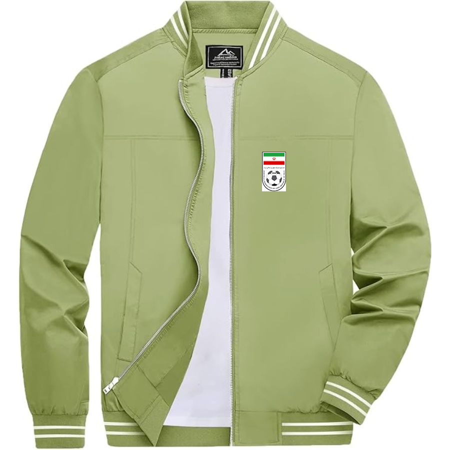 Men’s Iran National Soccer Team  - Lightweight Zip-Up Bomber Jacket with Ribbed Collar and Cuffs - Versatile Casual Outerwear