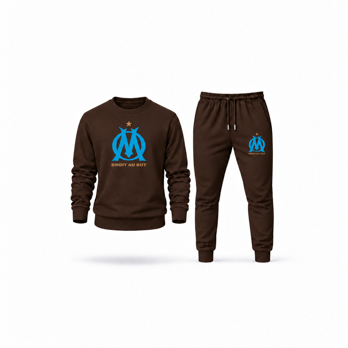 Men's Olympique de Marseille FC Sweatshirt Joggers Set | Color: Brown | Main