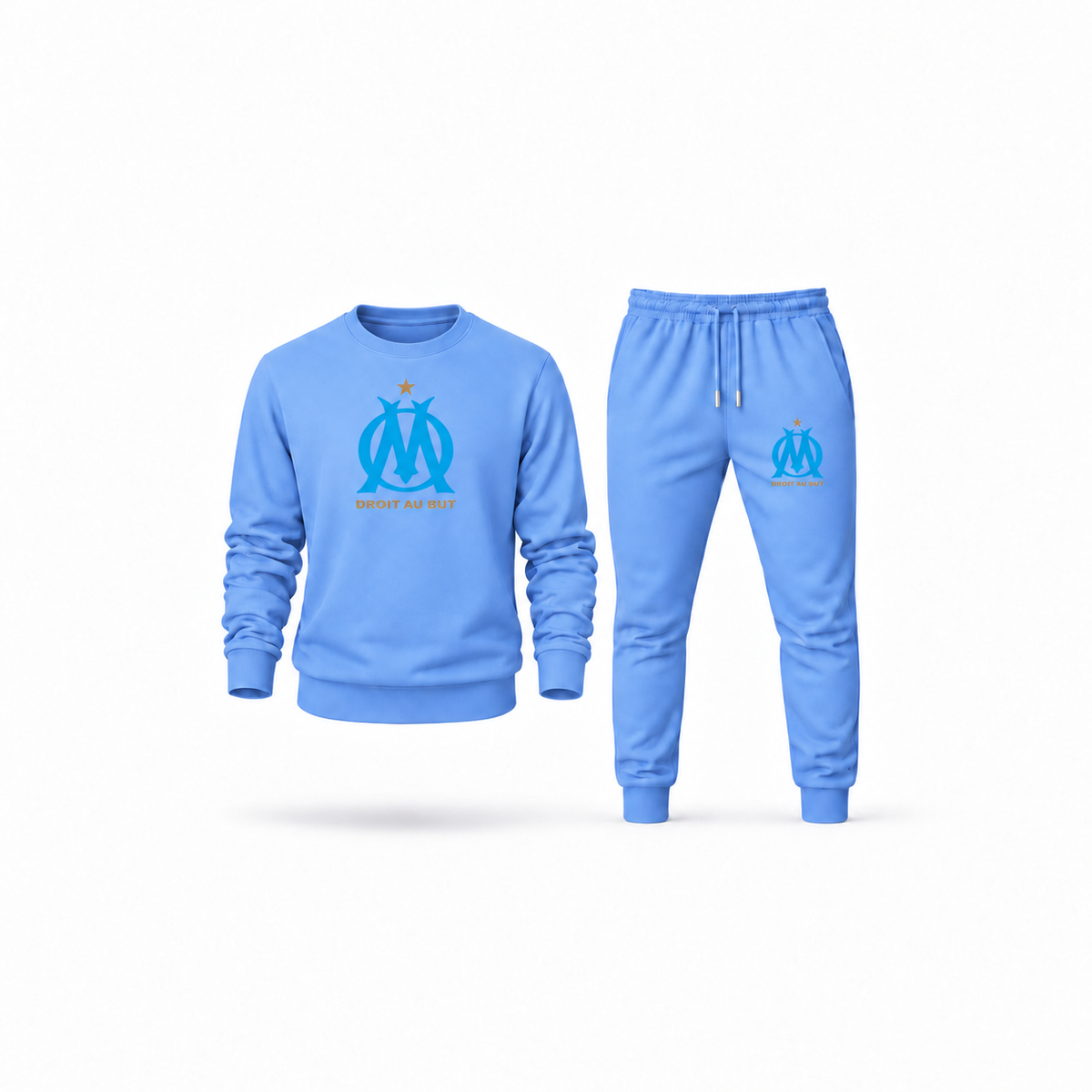 Men's Olympique de Marseille FC Sweatshirt Joggers Set | Color: Carolina Blue | Main