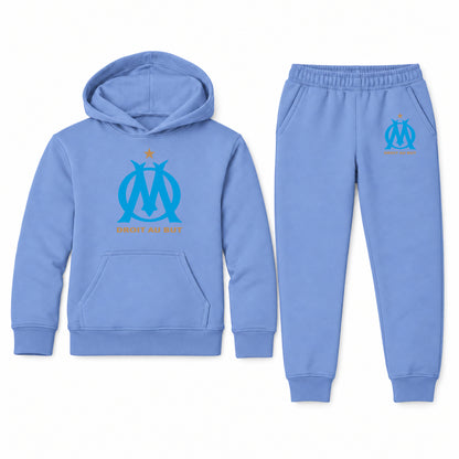 Olympique de Marseille FC youth hoodie jogger set, Carolina Blue, Youth Large ages 10–12