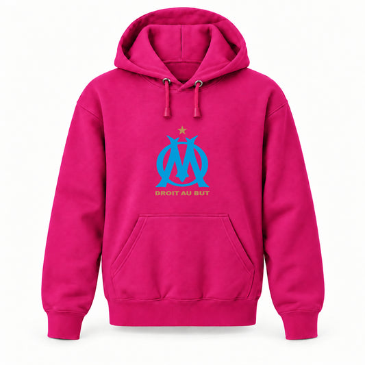 Olympique de Marseille FC - Youth Large Hoodie (Ages 10–12) | Color: Hot Pink