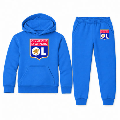 Olympique Lyonnais FC youth hoodie jogger set, Blue, Youth Large ages 10–12