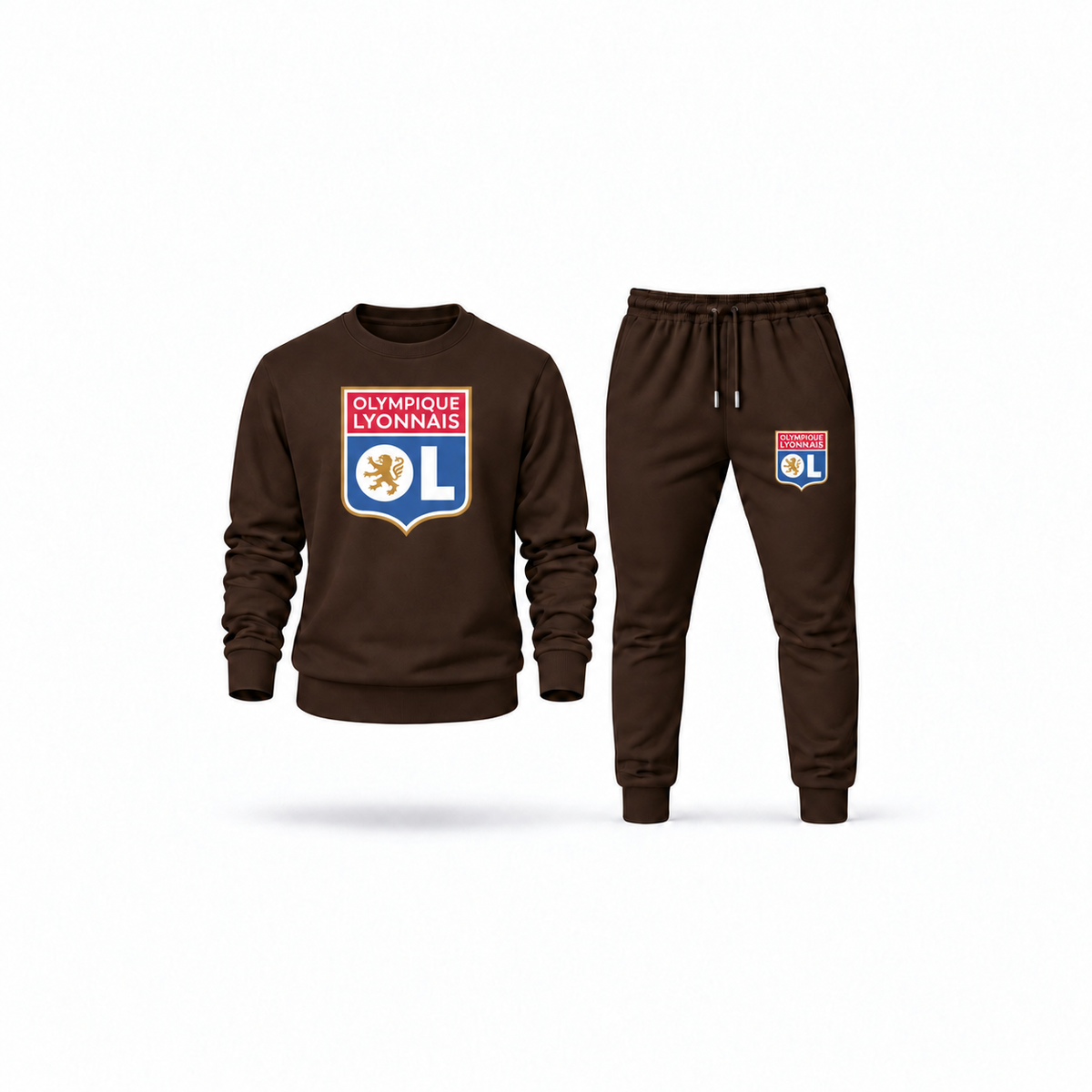 Men's Olympique Lyonnais FC Sweatshirt Joggers Set | Color: Brown | Main