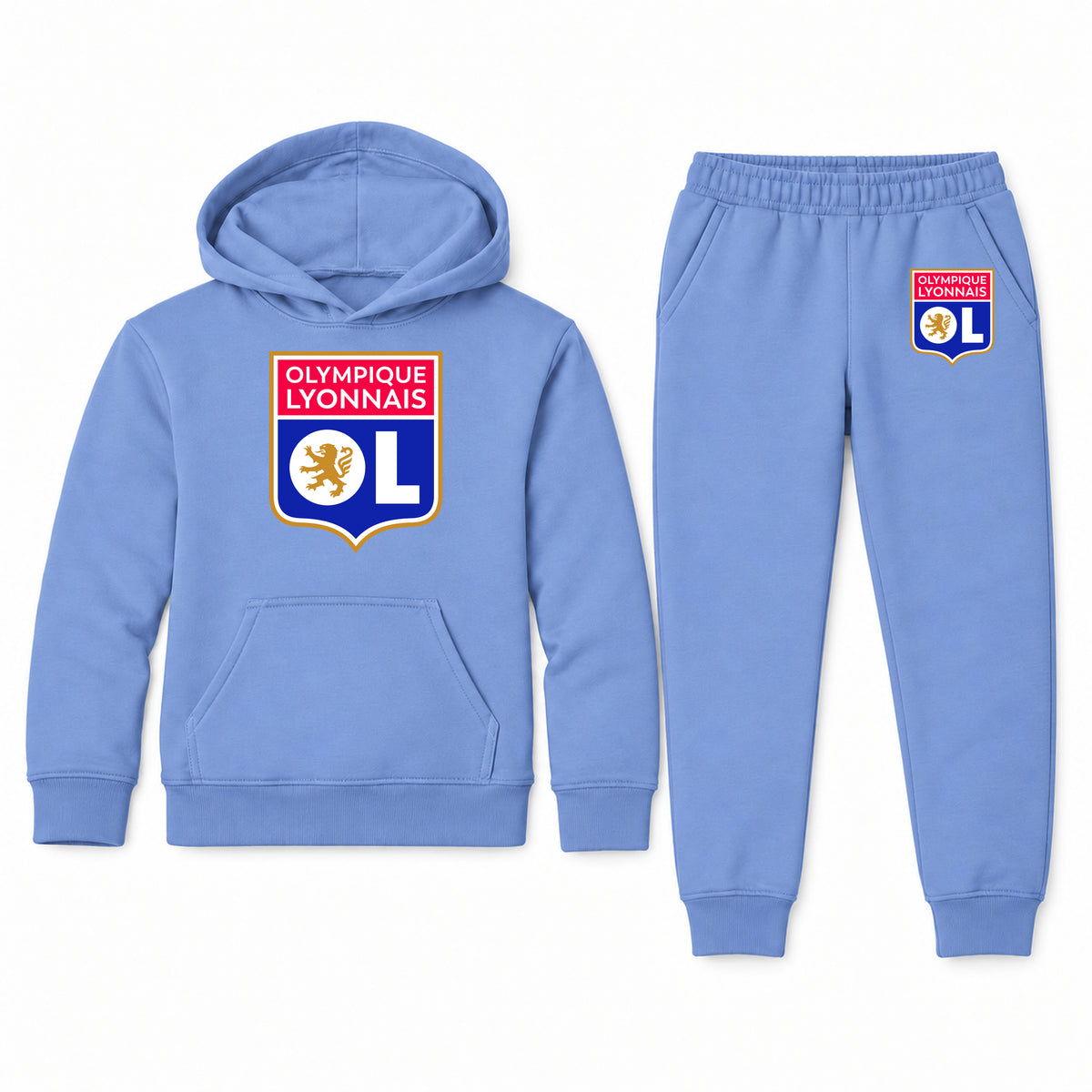 Olympique Lyonnais FC youth hoodie jogger set, Carolina Blue, Youth Large ages 10–12
