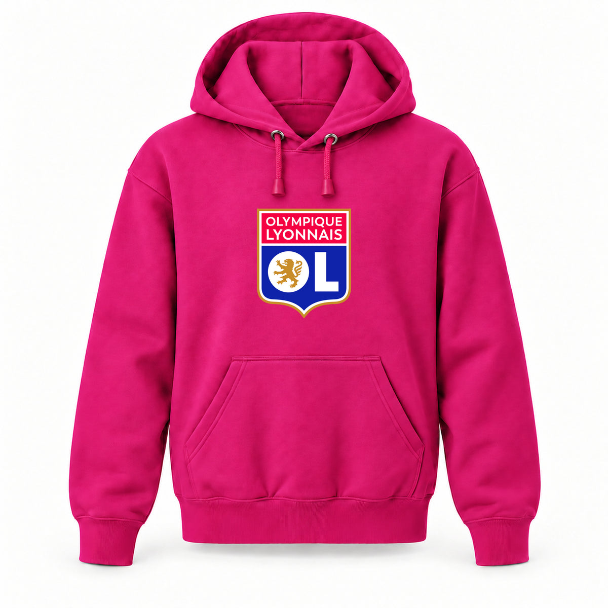 Olympique Lyonnais FC - Youth Large Hoodie (Ages 10–12) | Color: Hot Pink