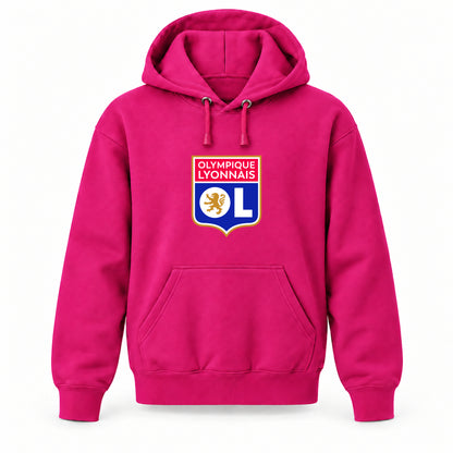 Olympique Lyonnais FC - Youth Large Hoodie (Ages 10–12) | Color: Hot Pink
