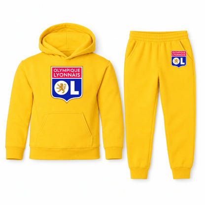 Olympique Lyonnais FC youth hoodie jogger set, Yellow, Youth Large ages 10–12