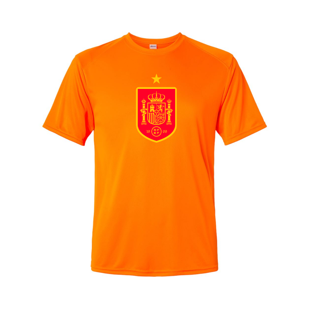 Youth Kids Spain Red Logo National Soccer Team Performance T-Shirt