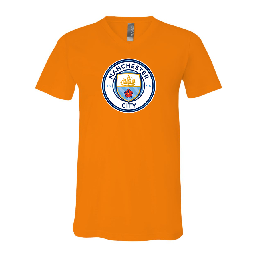 Men’s  Manchester City Soccer - BELLA + CANVAS - Jersey V-Neck Tee - 3005